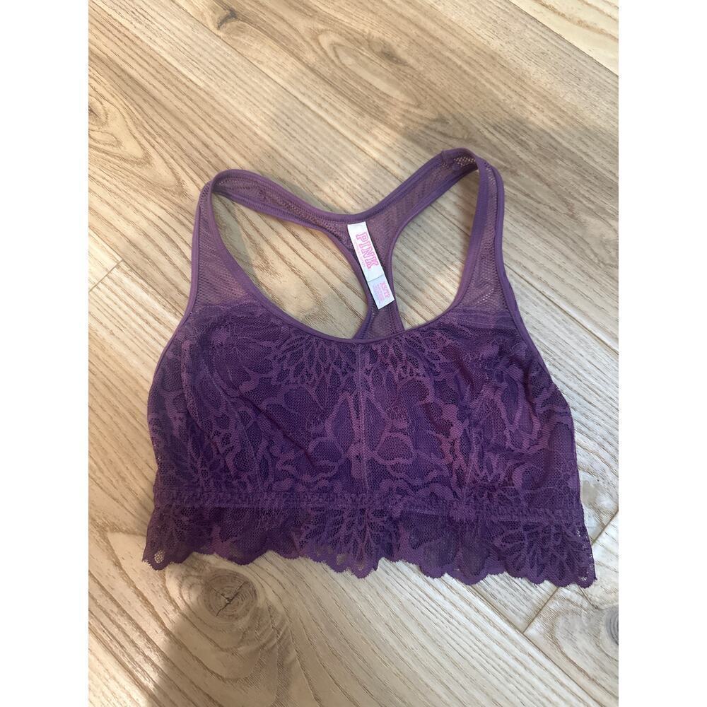 Pink Lace Bralette, dark purple, size Xsmall